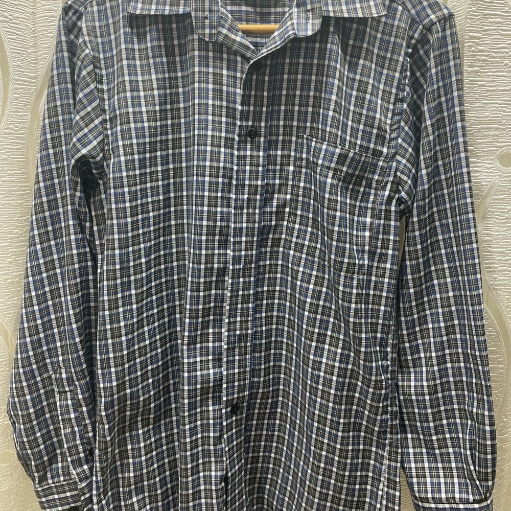 Adam & Will Plaid Button Down Shirt Mens Small Blue Black‎